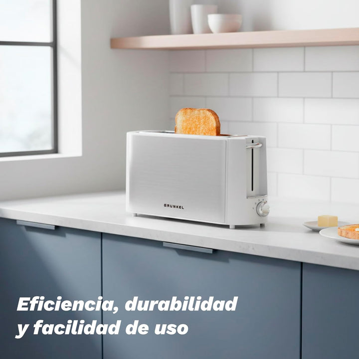 Grunkel TS-MAXISTEEL Toaster mit extra breitem Schlitz, 6 Bräunungsstufen, herausnehmbarer Krümelsch