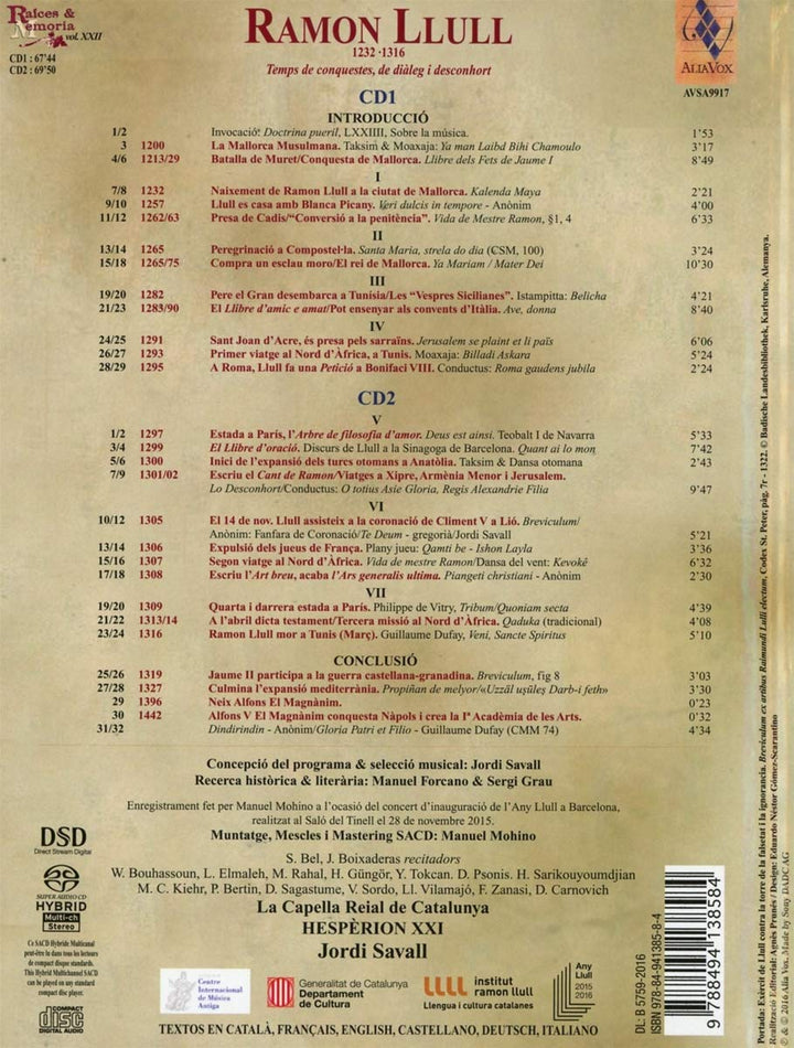 Ramon Llull (1232-1316): Temps de Conquestes, de Dialog i Desconhort, Audio-CD