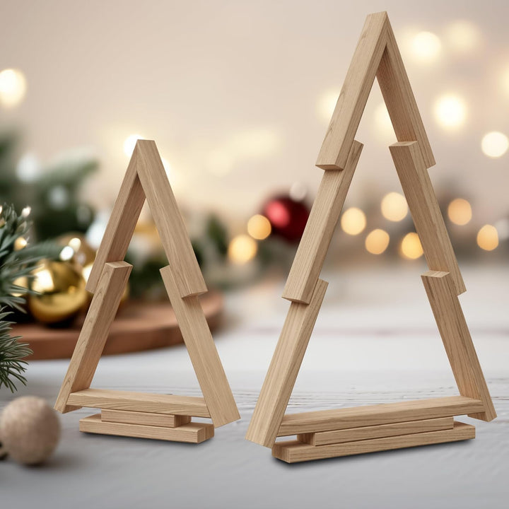 Floranica Weihnachtsbaum aus Holz Elfo Ineinander steckbar Unbehandelt 2er Set Weihnachtsdekoratione