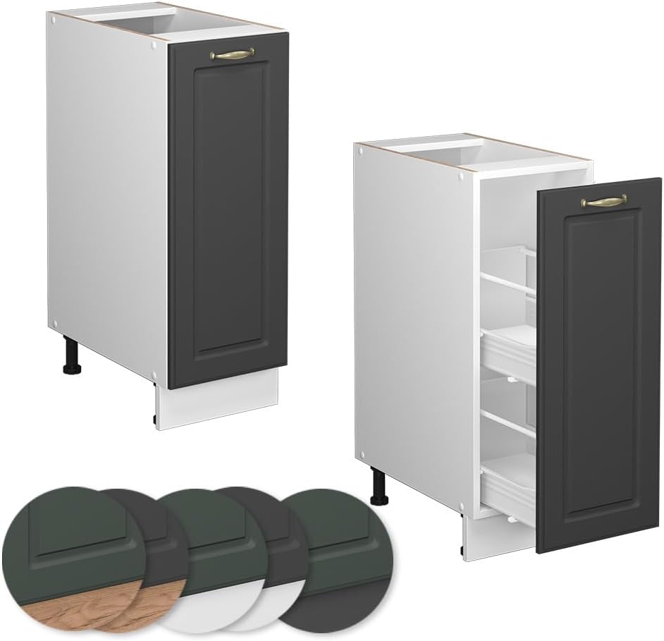 Vicco Apothekerschrank Fame-Line, Anthrazit-Gold/Weiss, 30 cm ohne Arbeitsplatte Anthrazit-gold Apot
