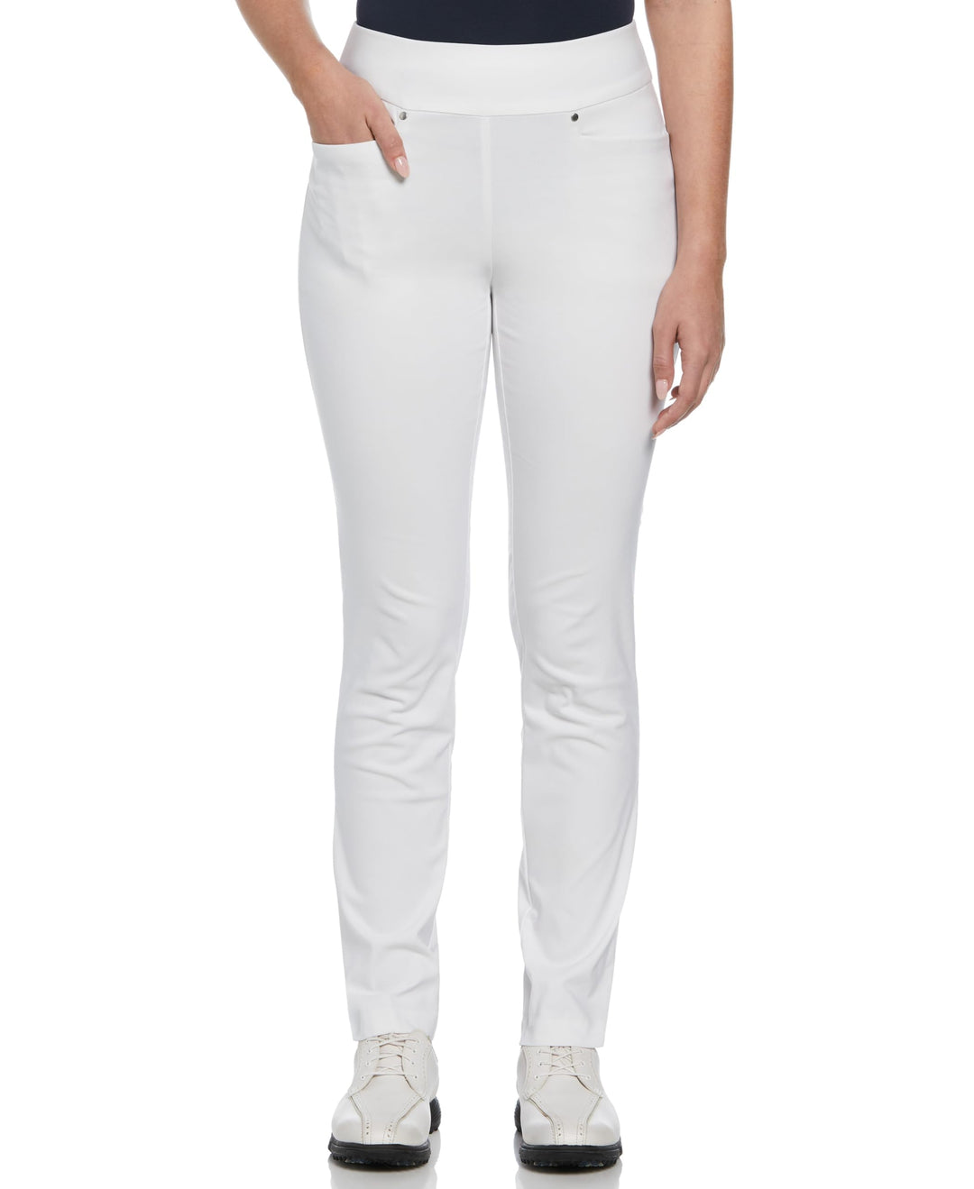 PGA TOUR Damen Golfhose Golfhose Zum Überziehen mit Bauchkontrolle M Helles Weiss, M Helles Weiss