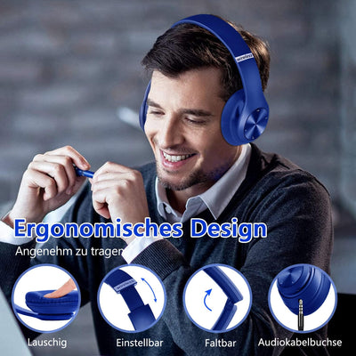 Lankey Sound 9S Bluetooth Kopfhörer Over Ear, 60 Stunden Spielzeit, Leichter Kabellose Kopfhörer mit