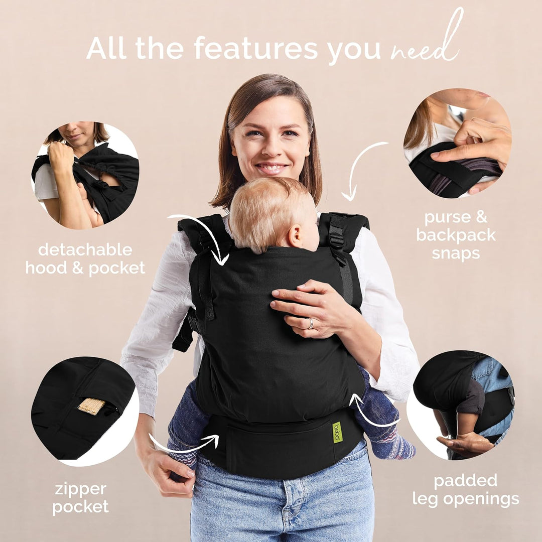 Boba X Babytrage Neugeborene ab Geburt - 2 Tragepositionen Mit Blick zum Baby und als Rucksack Kinde