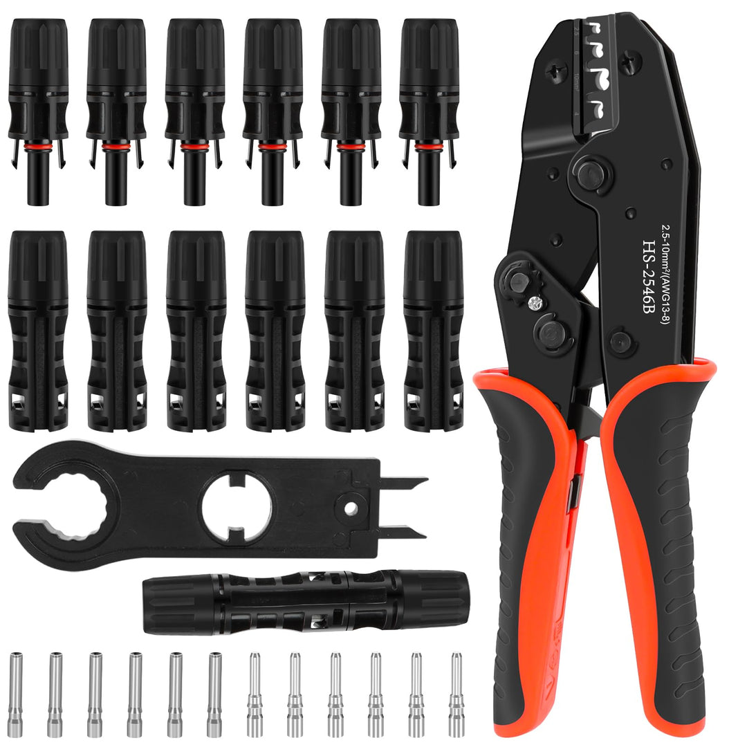 Solar Crimpzange Set, Crimpzange für 2.5-10mm² Solarpanel PV Kabel,6 Paar Kabelstecker(Nur für 10mm²