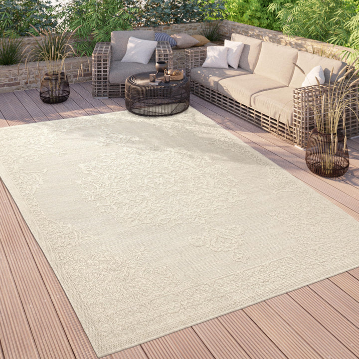 Paco Home Outdoor Teppich Wetterfest Balkon Küche Wohnzimmer Orientalisches Muster Vintage Optik Ein