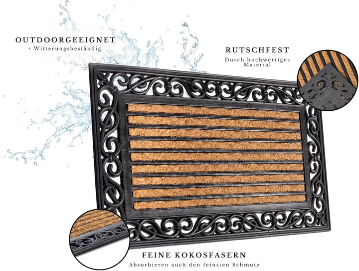 Hanse Home Fussmatte Kokos und Gummi für Innen und Aussen - Outdoor Schmutzfangmatte Natur, Kokosmat