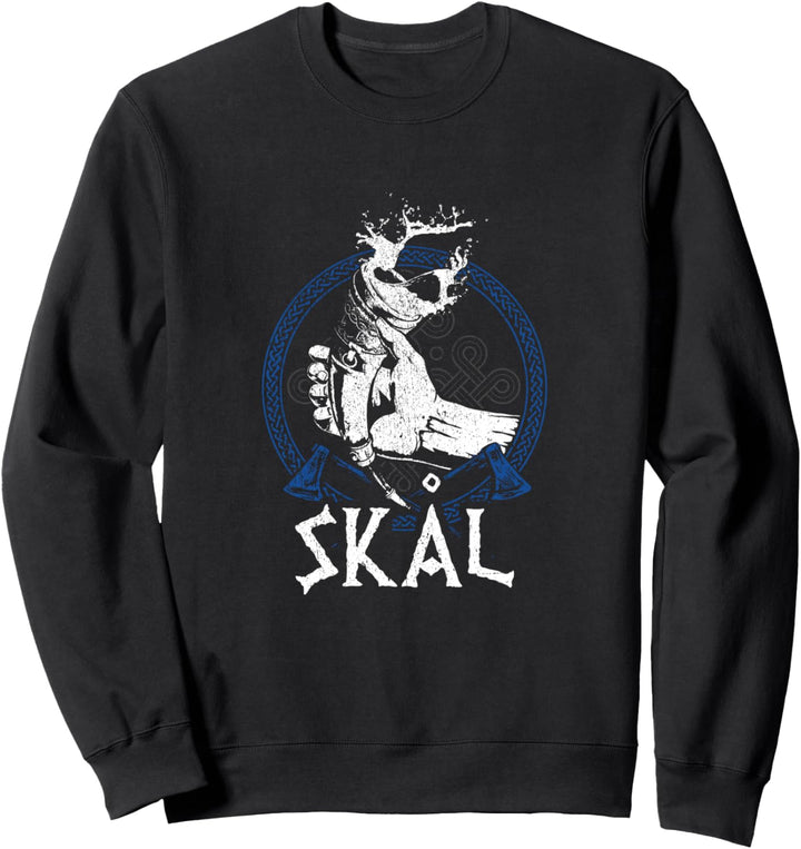 Wikinger Trinkspruch Prost Valhalla Met Horn Nordisch Skal Sweatshirt