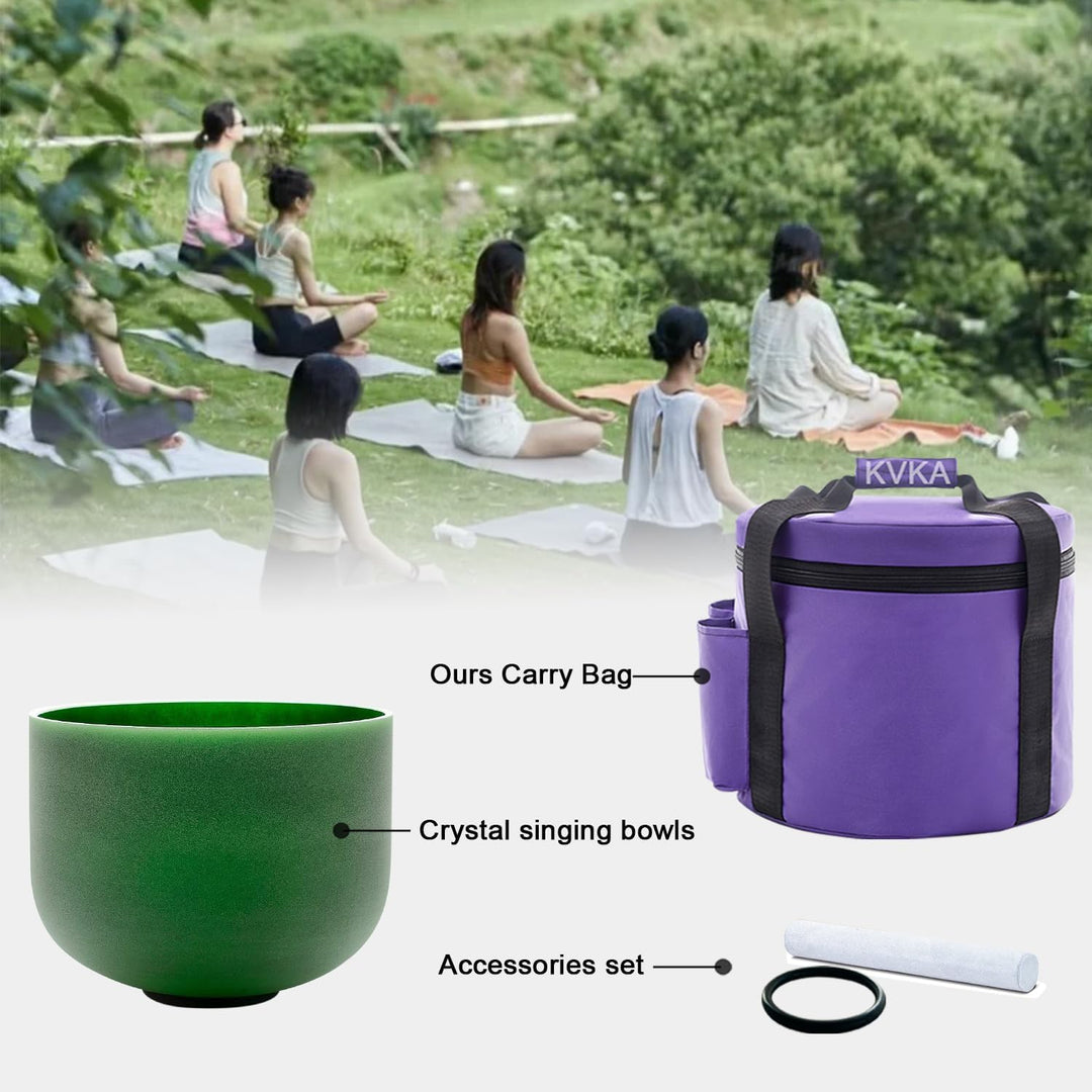 KVKA 25cm Klangschalen, 432Hz F note 10 inch Grün Chakra Sound Healing Klangschale für Meditation St