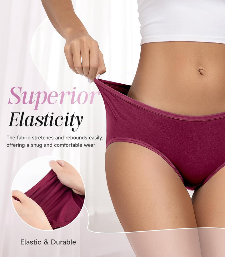 TANSTC Damen Unterhosen Baumwolle 6er-Pack Hipster Slips, Niedrige Taille & Stretch, Atmungsaktiv -
