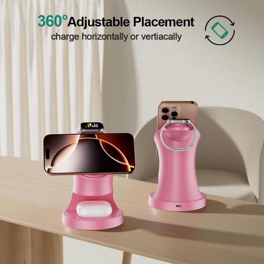 Ladestation für Apple Watch und iPhone, 3 in 1 Wireless Charger Induktive Ladestation/Kabelloses Lad