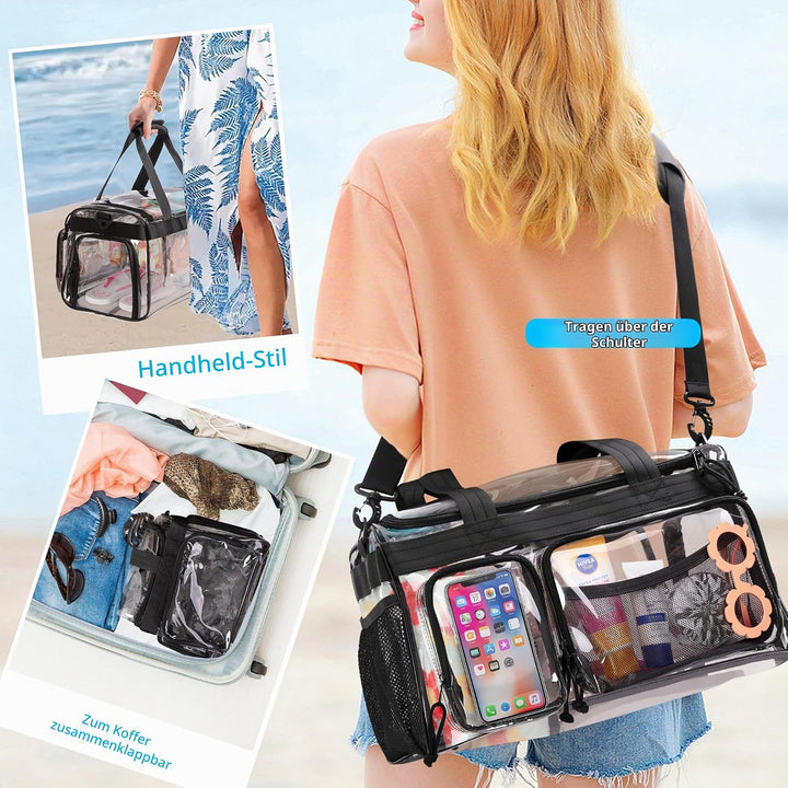 Yarwo Grosse Transparente Strandtasche Clear Bag für Concert, Konzert | Mit PVC Wasserdichtem Materi