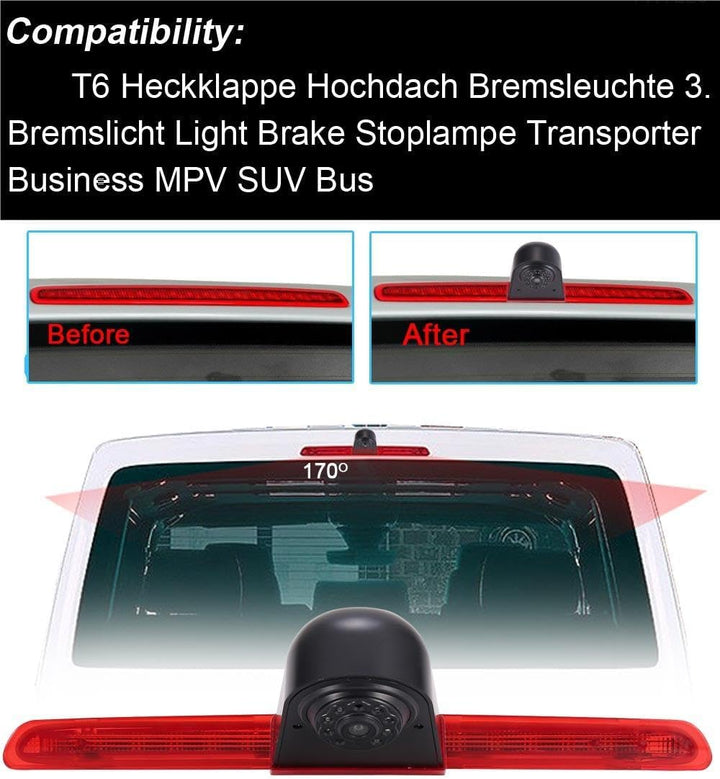 「12mm Objektiv CMOS Rückfahrkamera+ 4.3 Zoll Auto Rückspiegel」Bremsleuchte Auto Dach Rückfahrkamera