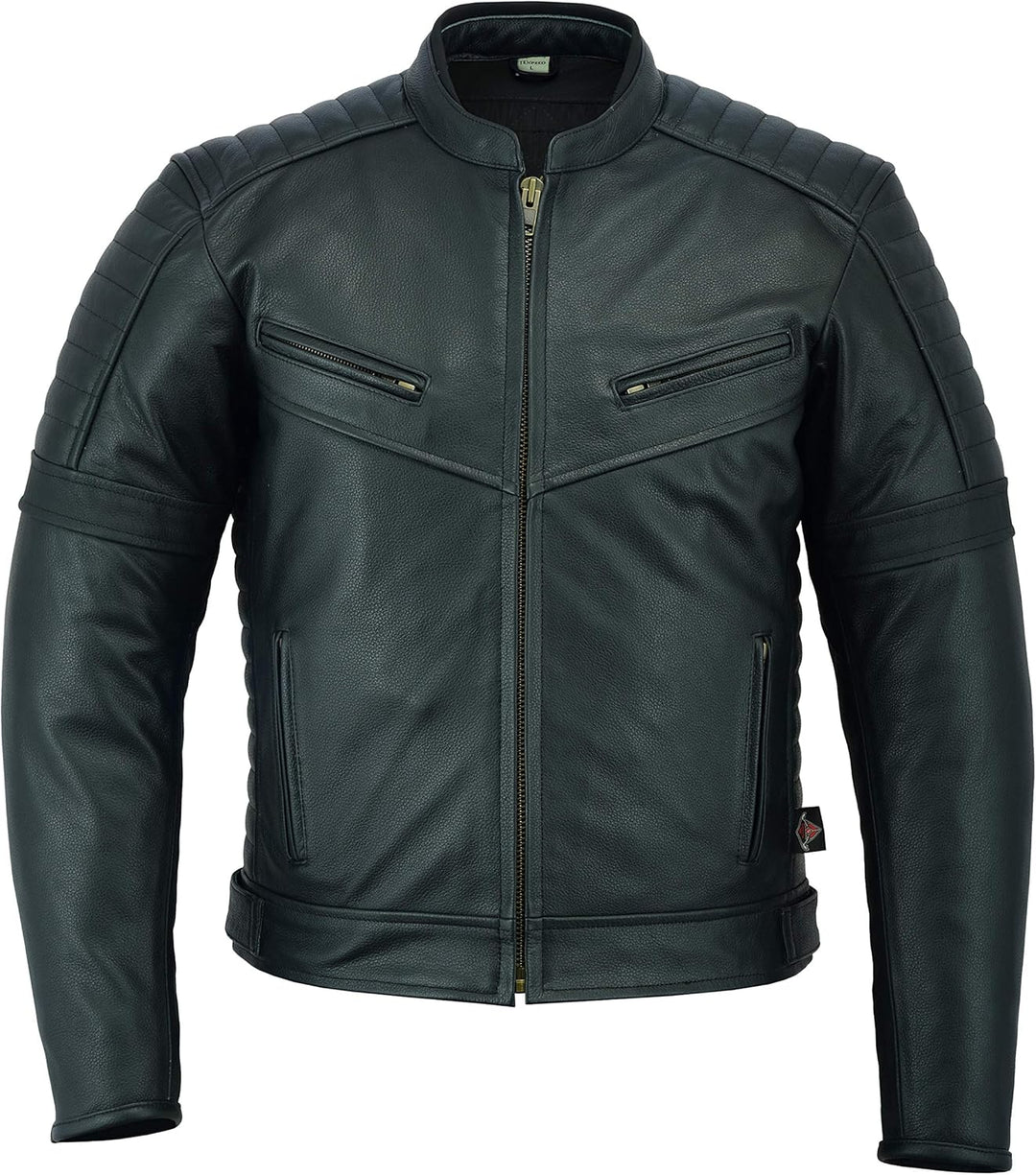 TEXPEED Motorrad lederjacke herren mit protektoren - Schwarz Bikerjacke - Motorrad mit original bike