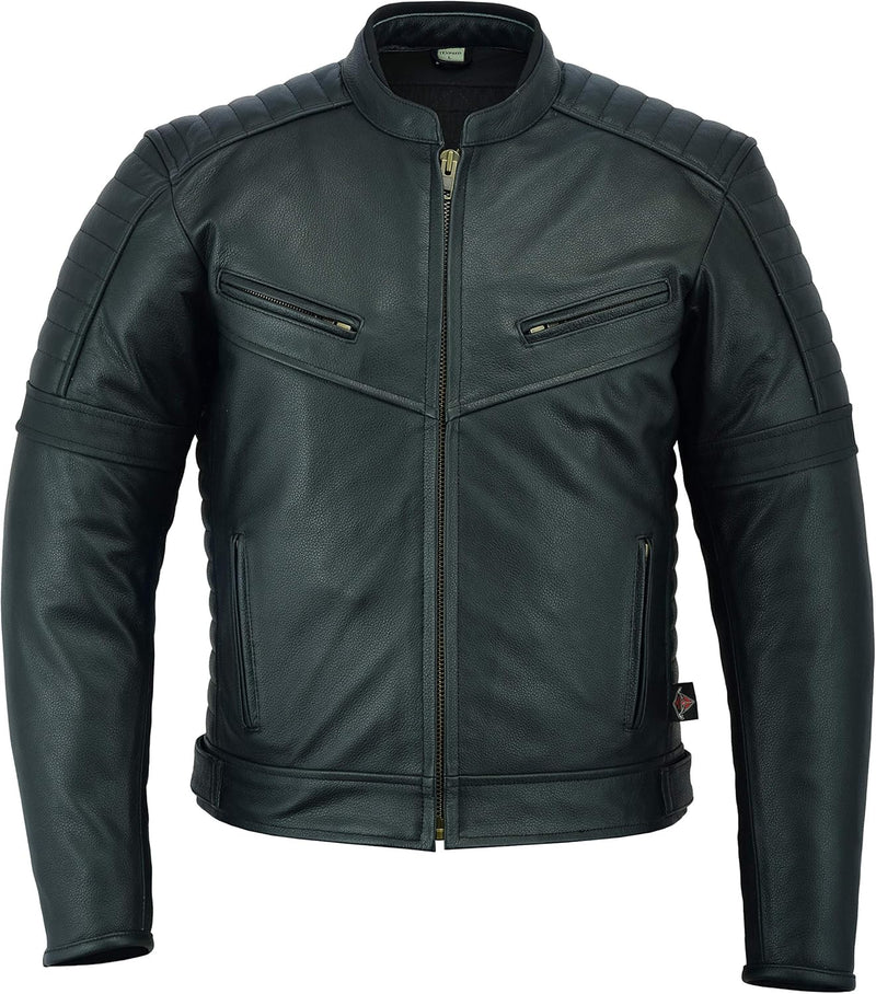 TEXPEED Motorrad lederjacke herren mit protektoren - Schwarz Bikerjacke - Motorrad mit original bike