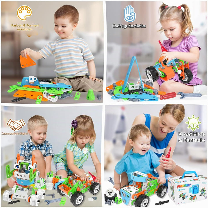MOONTOY Konstruktionsspielzeug ab 5 6 7 8 9 Jahre Junge,218 PCS Bausteine Dinosaurier Spielzeug für