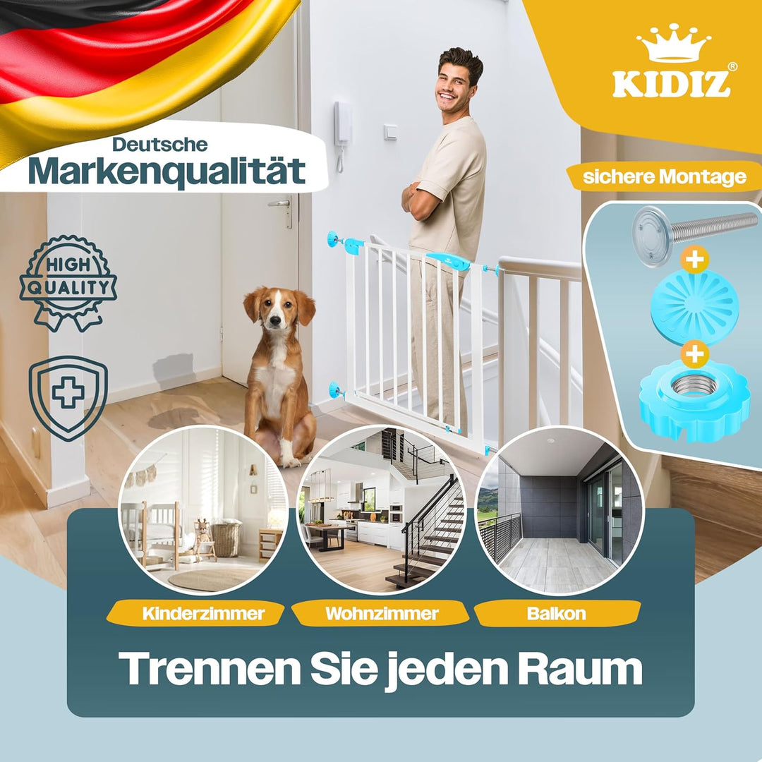 Kidiz® Türschutzgitter Absperrgitter Treppengitter Kindergitter | Gitter Haustier | ohne Bohren | be