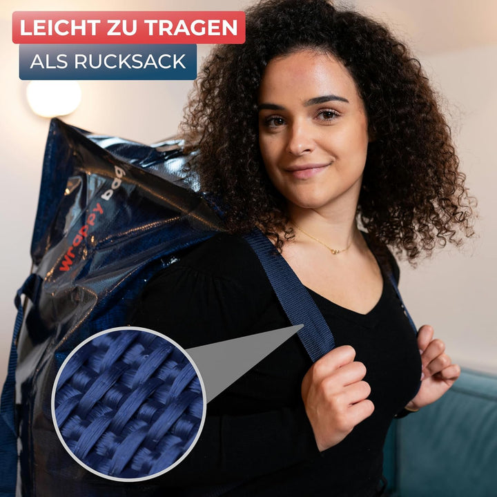 WRAPPYBAG 6er-Set Kunststoff Aufbewahrungstasche – Jumbo XXL Tasche Gross – Wasserabweisend, Stabil,