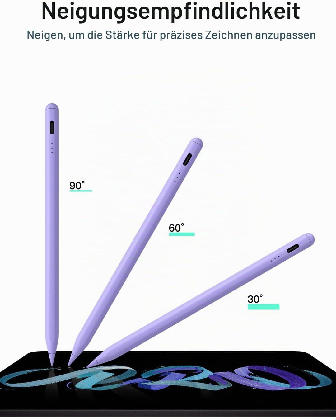 KEEPRO Stift für ipad 2018-2025, Schnellladefunktion Palm-Ablehnung Pencil für iPad A16/11/10/9/8/7/