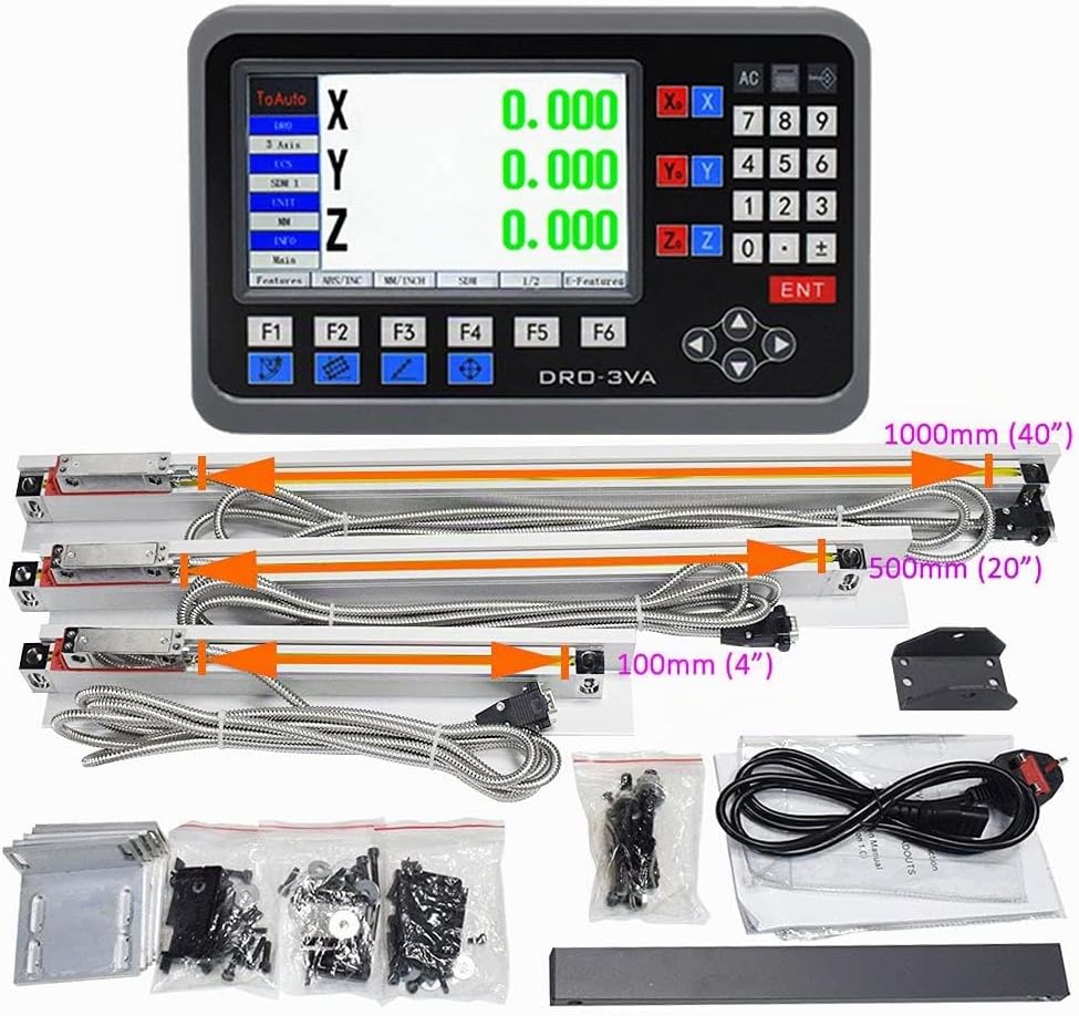 3 Achse DRO Digitalanzeige Kit ToAuto Digitalanzeige mit 3 Axis Linear Massstab für CNC-Fräsen Elekt