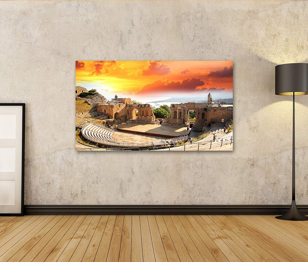islandburner Bild auf Leinwand Taormina Theater In Sizilien Italien Bilder Wandbilder Poster Leinwan