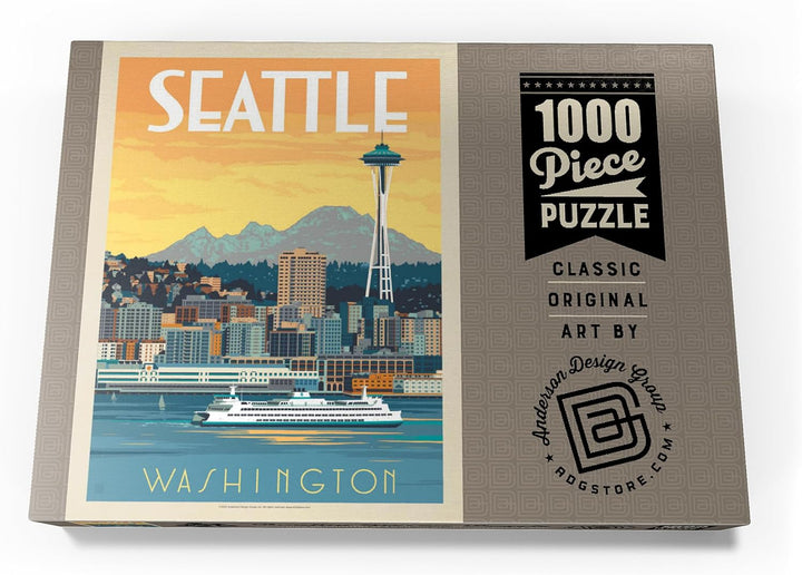 Seattle, WA: Ferry, Vintage Poster - Premium 1000 Teile Puzzle - MyPuzzle Sonderkollektion von Ander