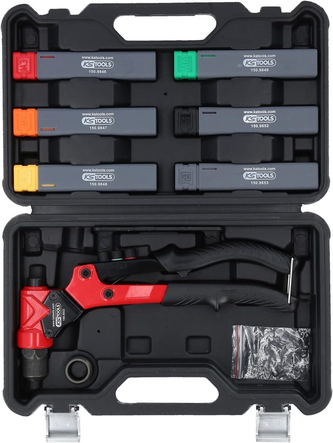 KS Tools 150.9820 3 in 1 Handnietzangen-Satz, drehbar, 12-tlg.