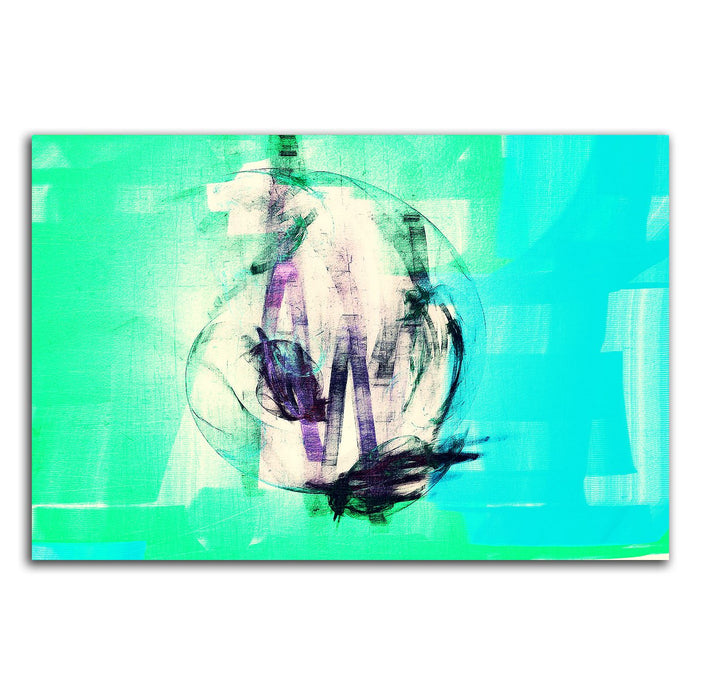 Paul Sinus Art 60x80cm Abstrakt037_Leinwandbild Abstrakte Kunst Mint türkis Purple Kunstdruck auf Le