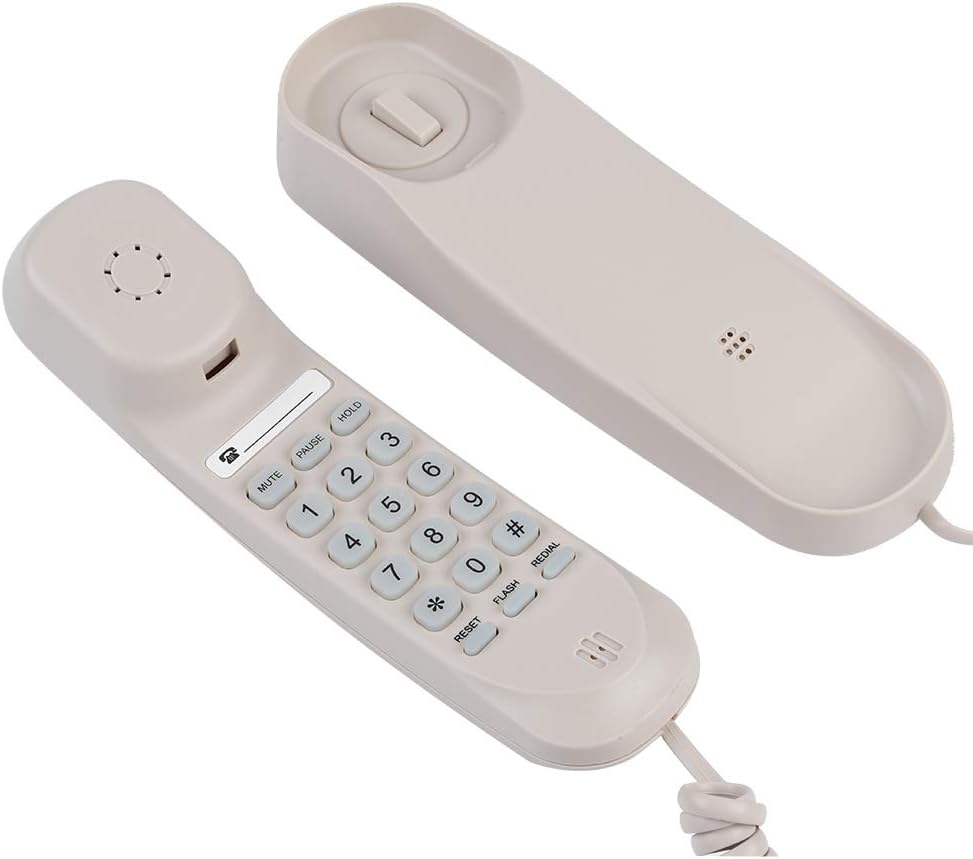 ASHATA Wandtelefon Schnurtelefon, Schnurgebundenes Telefon Desktop Wand Kompakttelefon,rutschfest Sc