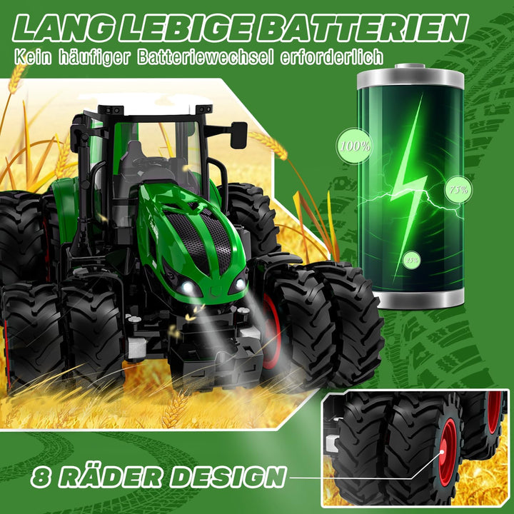 Ferngesteuerter Traktor Ferngesteuert, Traktor Spielzeug ab 2 3 4 5 6 Jahre, Rc Traktor mit Anhänger