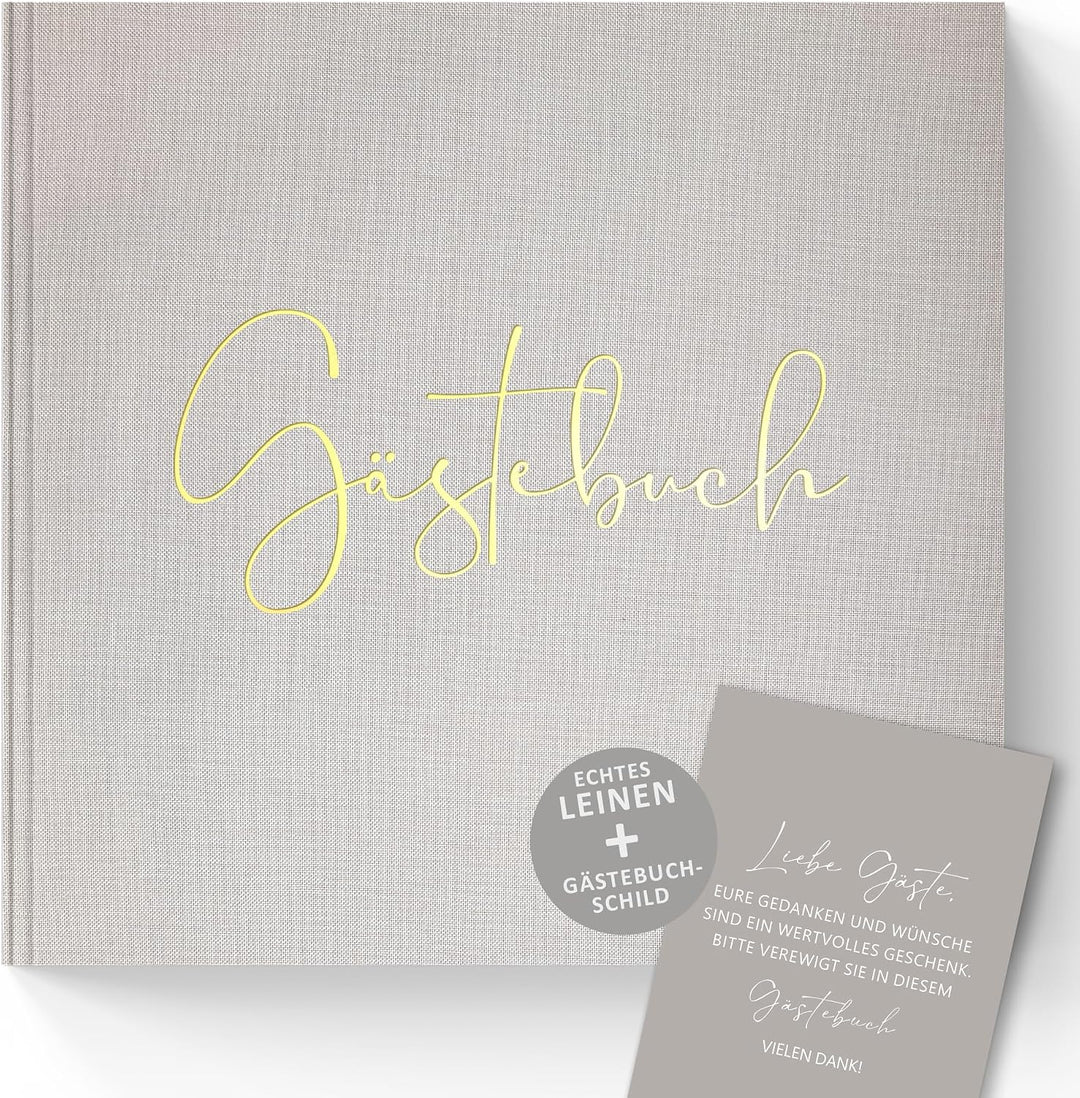 Gästebuch Leinen mit Goldprägung Hardcover 100 Seiten