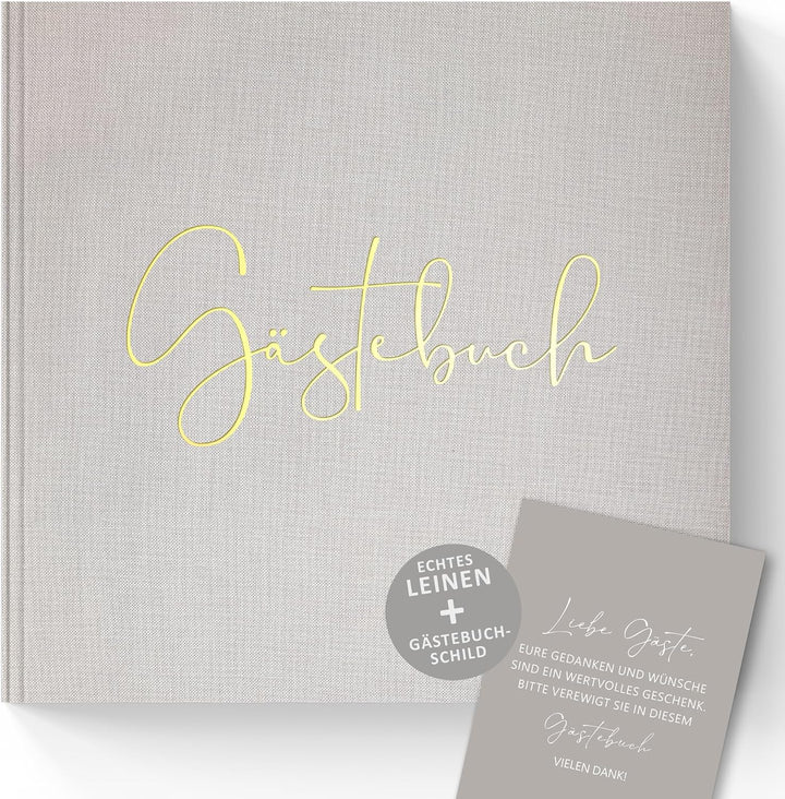 Gästebuch Leinen mit Goldprägung Hardcover 100 Seiten