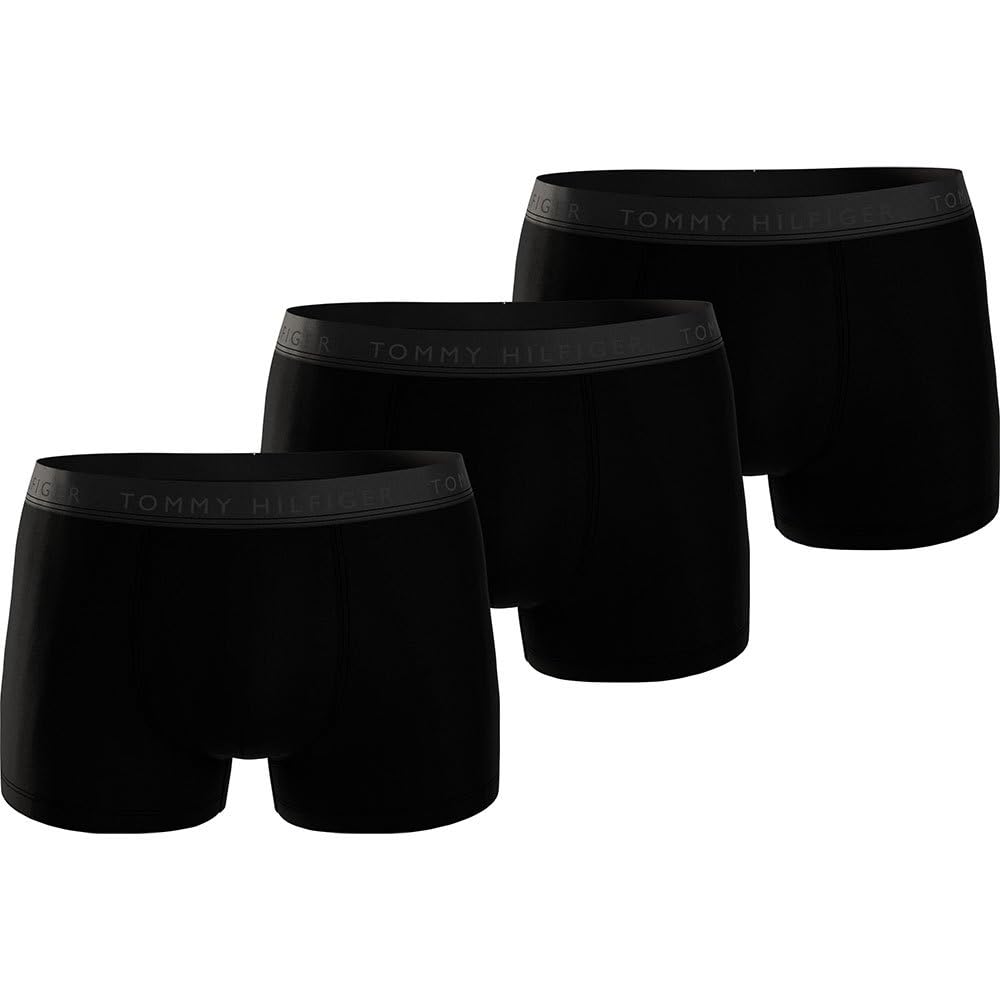 Tommy Hilfiger Herren 3er Pack Boxershorts Trunks mit Stretch XXL Black (Black/ Black/ Black), XXL B