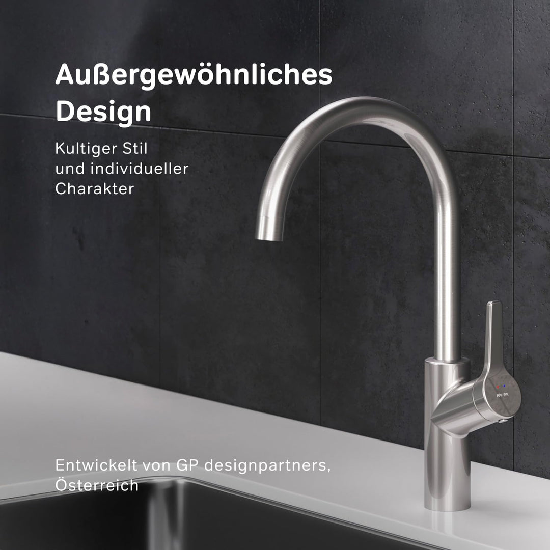 AM.PM X-Joy S – Küchenarmatur mit Einhebelmischer | Spültischarmatur Hochdruck für Küche | Wasserhah