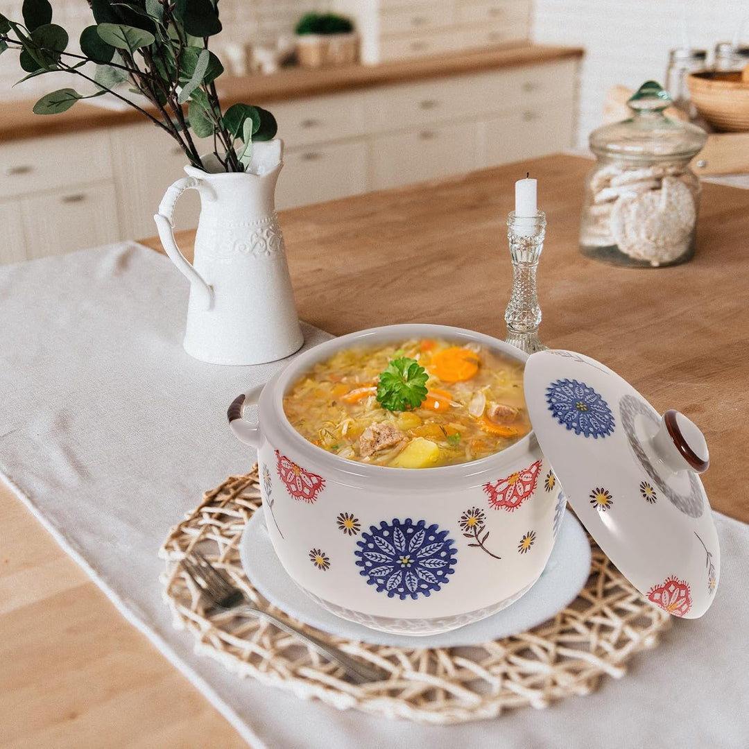 MAGICLULU Terrine 1000ml, Japanischer Stil Keramik mit Deckel | Stück Geformt, Glatte Oberfläche ohn
