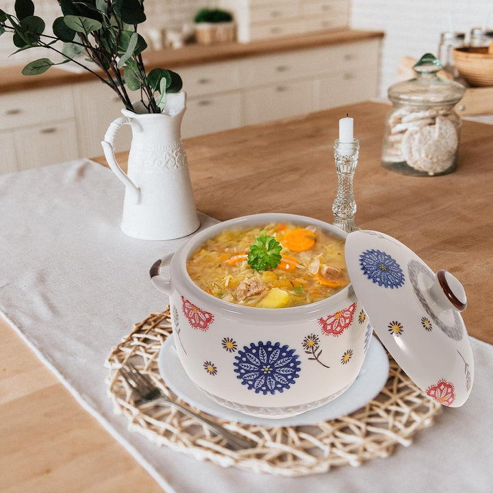 MAGICLULU Terrine 1000ml, Japanischer Stil Keramik mit Deckel | Stück Geformt, Glatte Oberfläche ohn