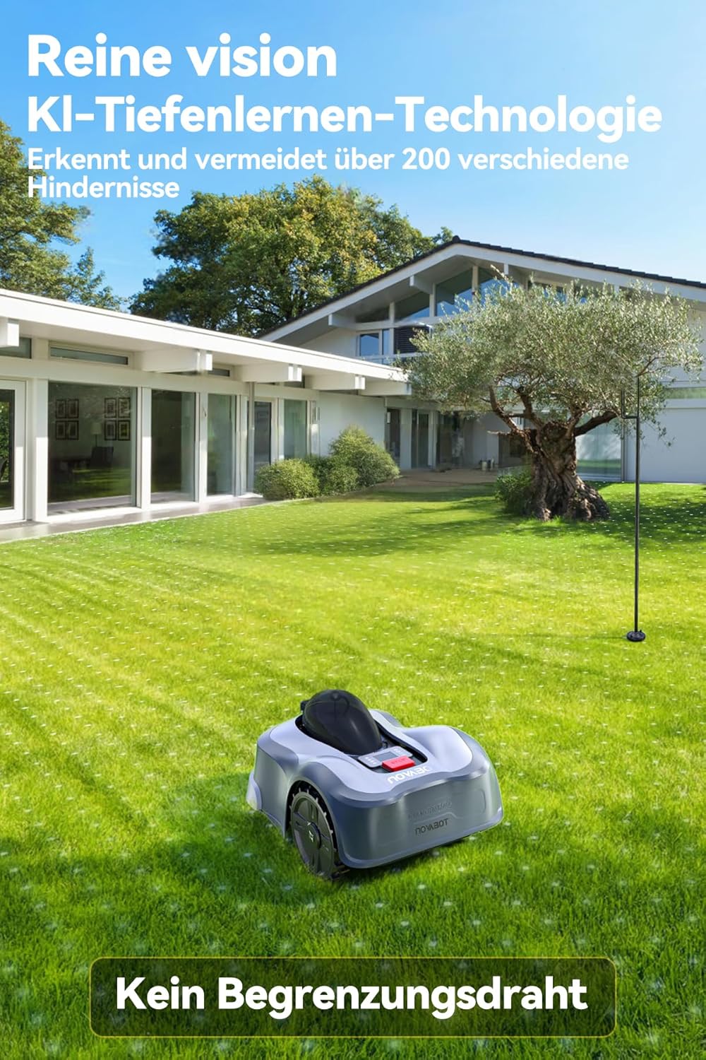 SUNTEK Mähroboter ohne begrenzungskabel AI Vision-Kamera, Rasenmäher Roboter, Max 3000 m², Genaue Hi
