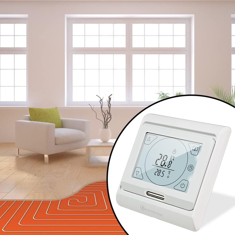 KETOTEK Programmierbare Digitales Thermostat für Wasser Fussbodenheizung 3A 230V, Raumthermostat Fus