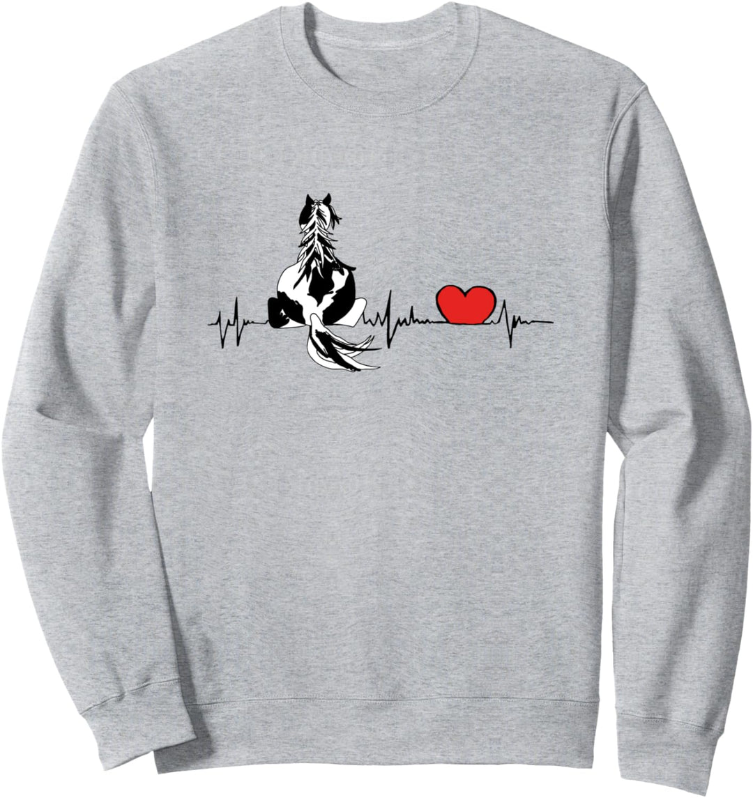 Heartbeat Pferde-Design, Pulslinie mit schwarz weissem Tinker Sweatshirt