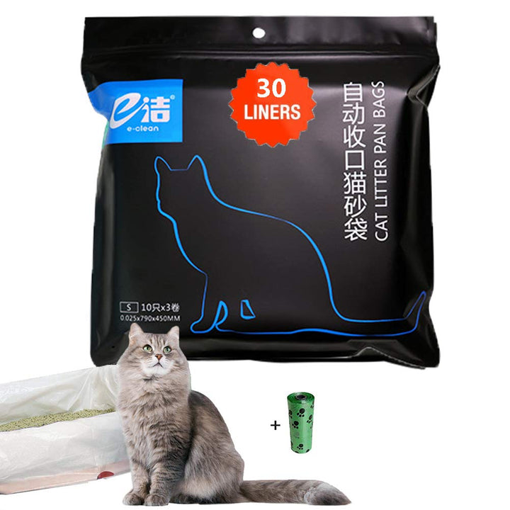 Moliwen 1 Tüten (30 Stück) Katzenklo Einlagen Katzentoiletten Kordelzugbeutel, 790*450mm für Mittler