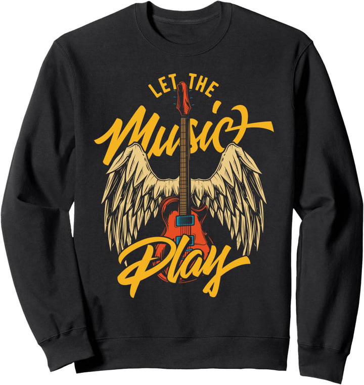Coole Rockmusik Winged Guitar Vintage Style Sweatshirt