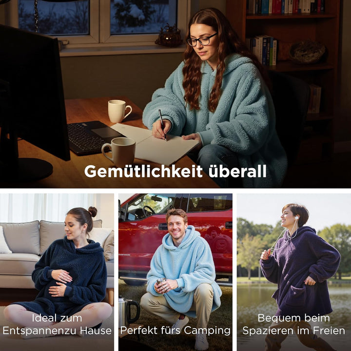 BEDSURE Hoodie Decke mit Ärmeln Deckenpullover - Tragbare Decke zum Anziehen Erwachsene xxl, Übergro