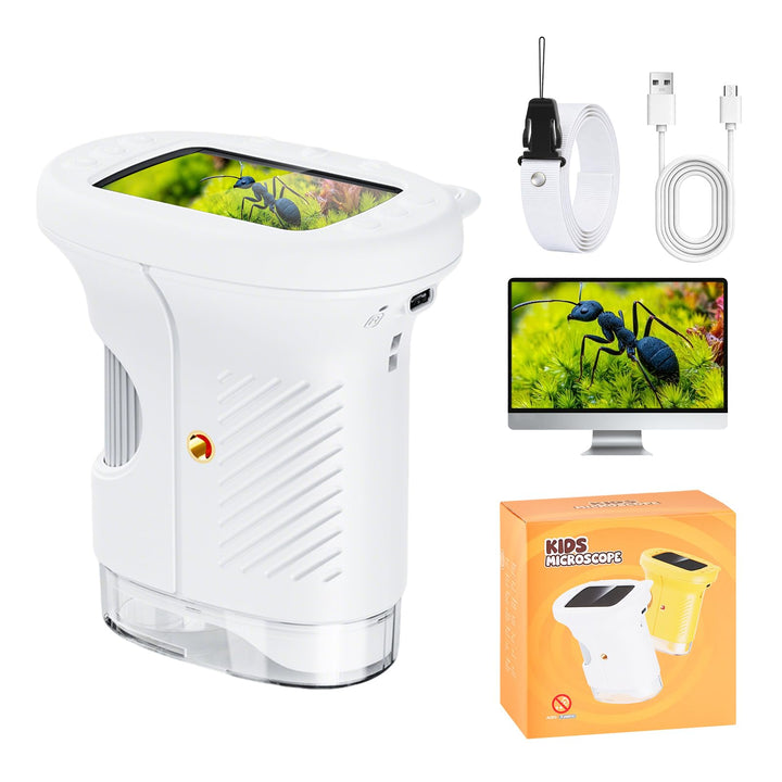 Handmikroskop für Kinder - 1080P HD 2.0" Bildschirm Mikroskop, Mini Tragbare Digitales Mikroskop mit