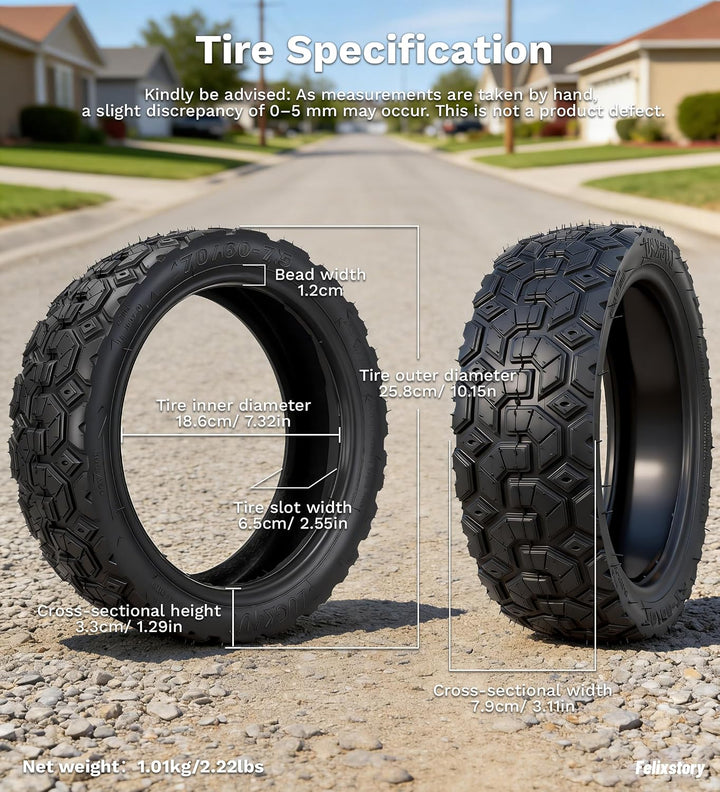 Tubeless-Reifen, selbstdichtend, 70/60‑7,5, kompatibel mit Ninebot By Segway MAX G3 / ZT3 / ZT3 Pro,