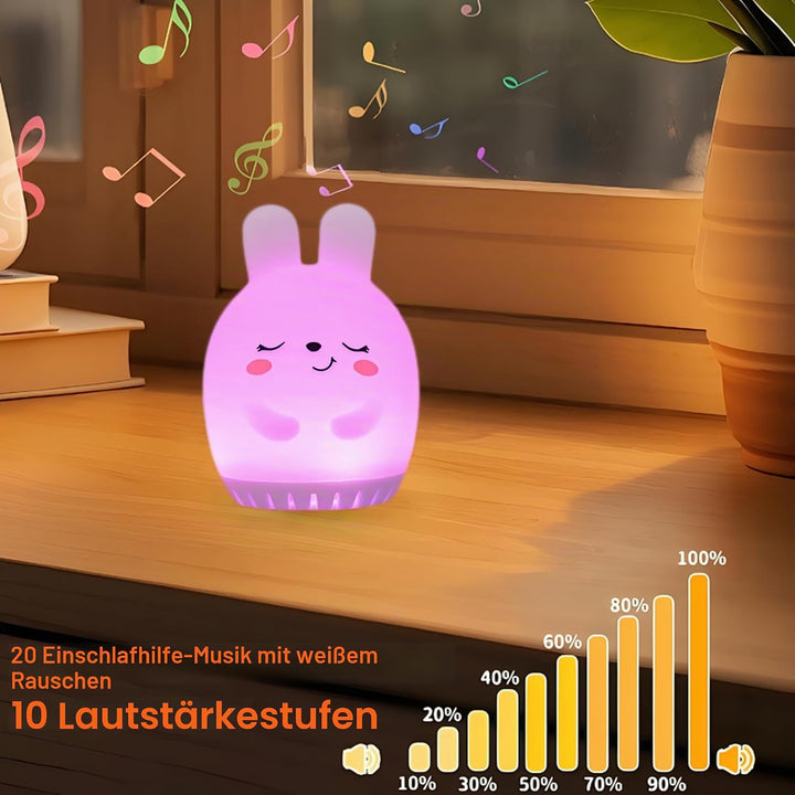 Weiches Silikon-Nachtlicht für Kinder – LED-Lampe mit weissem Rauschen und entspannenden Geräuschen