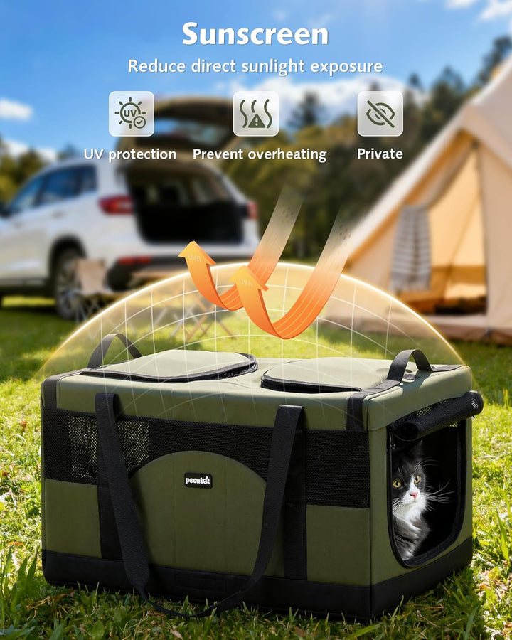 pecute Katzentransportbox für 2 Katzen Katzentasche Transporttasche Stabiler Haustier Tragetasche, T