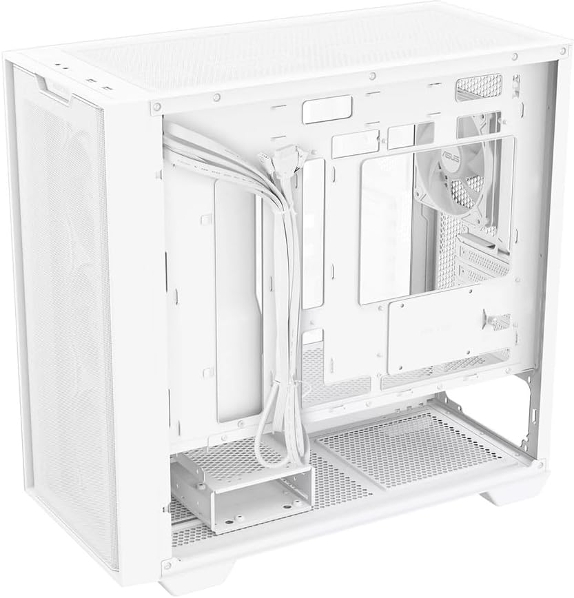 ASUS A21 Plus TG ARGB White microATX PC Gehäuse (vorinstallierte ARGB-Lüfter, Mesh Frontpanel, kompa