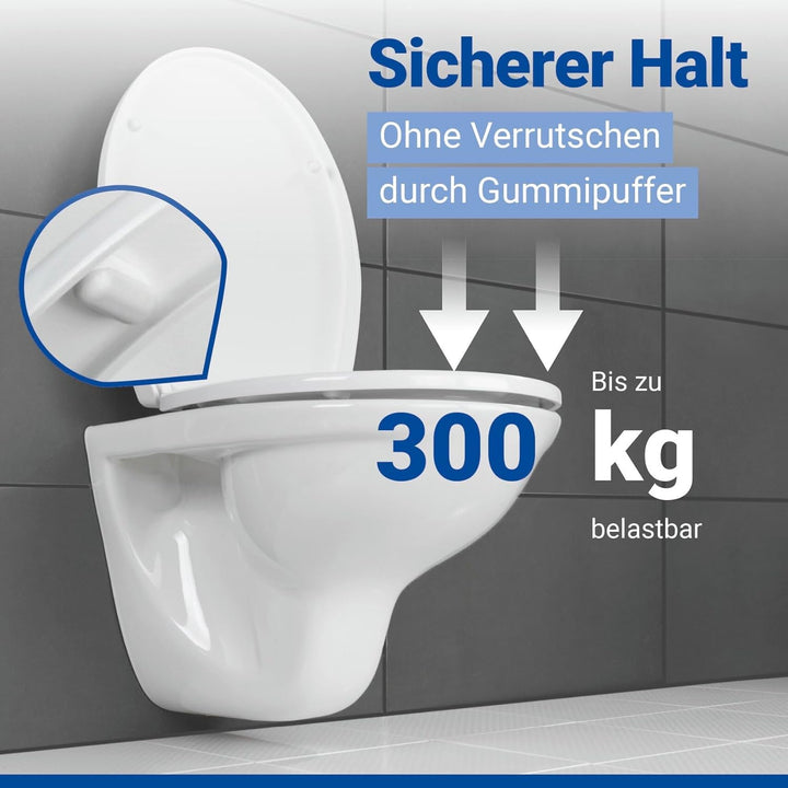 WENKO WC-Sitz Toilettendeckel mit Absenkautomatik (Softclose), abnehmbar durch Fix-Clip, O-Form, bru