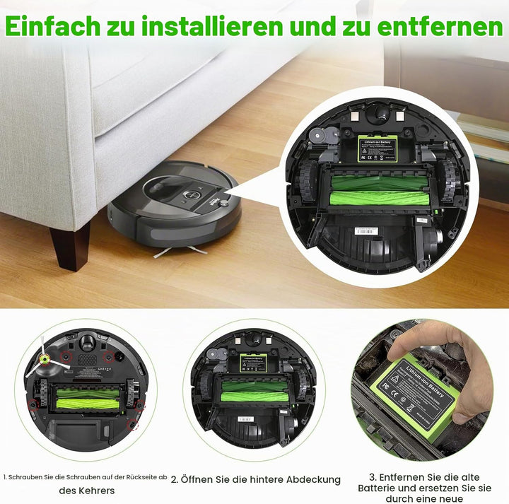 4Ah Li-ion Akku für i7, 14.4V 4000mAh Ersatz akku für iRobot Roomba e und i Serie i7/i7+ i4/i4+ i3/i