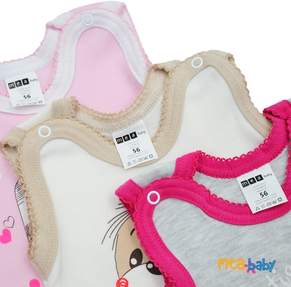 MEA BABY Unisex Baby Strampler mit Aufdruck aus 100% Baumwolle im 5er Pack. Baby Strampler für Mädch