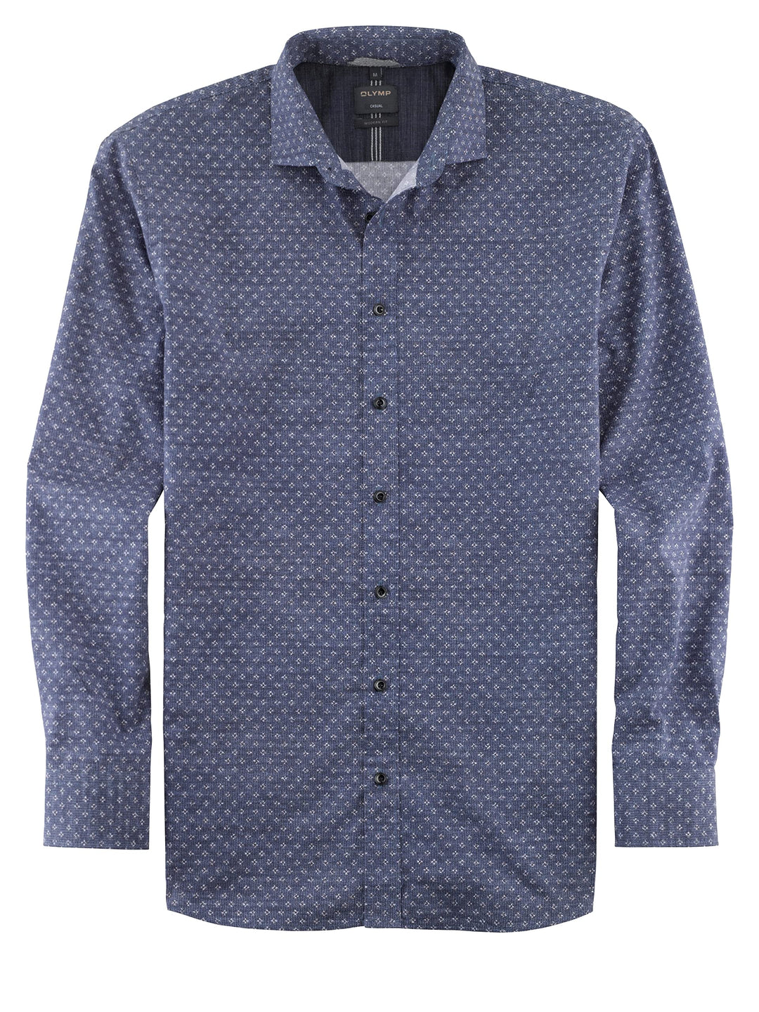 OLYMP Herren Freizeithemd Langarm Casual,Digitaldruck,modern fit,Kent-Kragen S Marine 18, S Marine 1